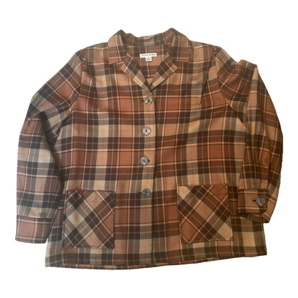 Vintage Pendleton Womens XL Plaid Wool Button Up Jacket Green Gray Pockets - Picture 2 of 8